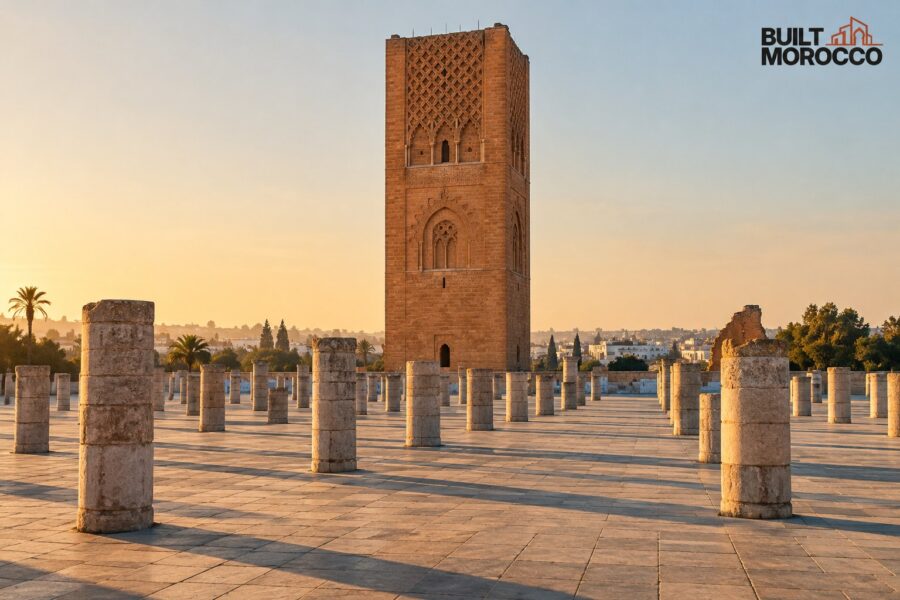 Generated image: the Hassan Tower in Rabat and the field of columns
